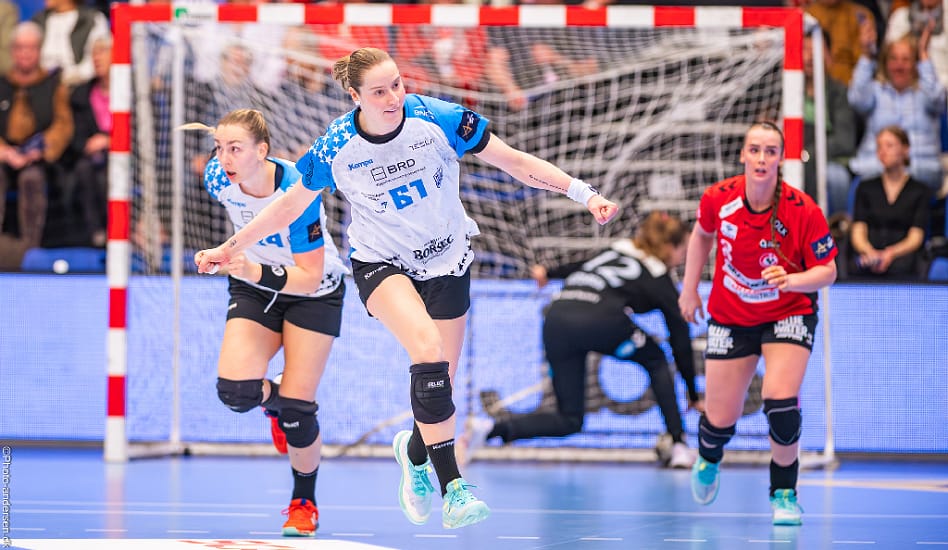 Valeriia Maslova fra CSM-Bucuresti i kamp mod Team Esbjerg i deres champions leauge pulje i Blue Water Dokken
